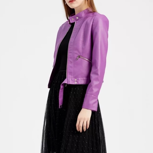 🎉New Fall Fashion Motto Biker PU Leather Jacket - Picture 10 of 12